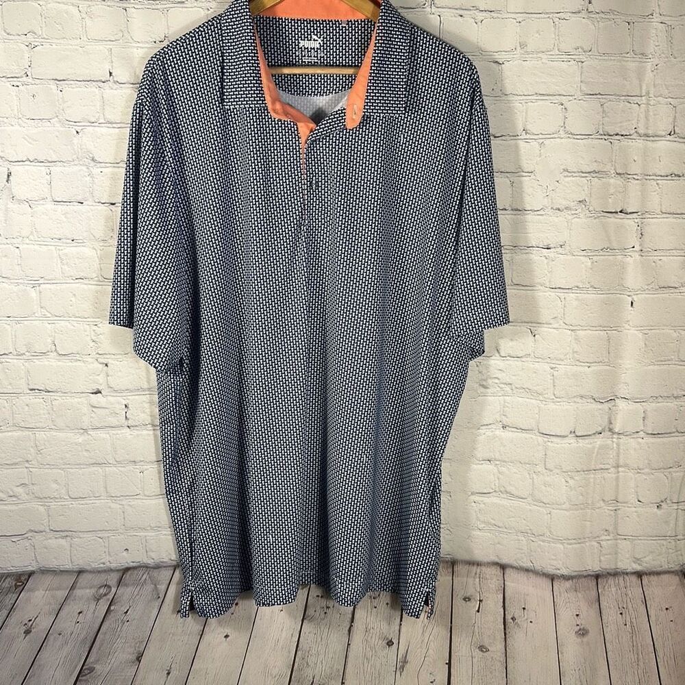 Puma Mens MATTR Cups Polo‎ Golf Shirt size XXL 624648 Blue White